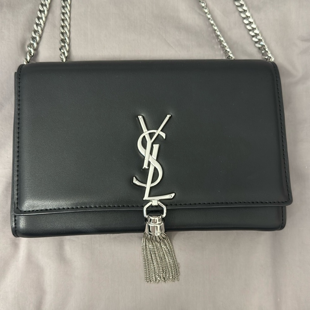 SAINT LAURENT CHAIN WALLET, REMOVABLE CHAIN SHOULDER STRAP, METAL CHAIN TASSEL